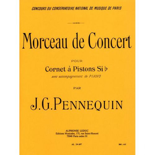 PENNEQUIN J.G. - MORCEAU DE CONCERT - CORNET A PISTONS SIb & PIANO