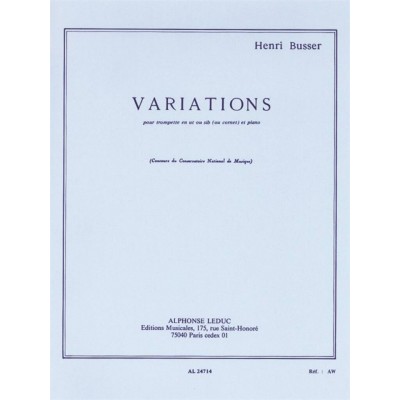 BUSSER HENRI - VARIATIONS OP.53 - TROMPETTE & PIANO