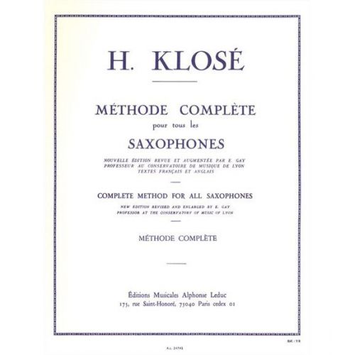 LEDUC Klose - Methode Complete Pour Tous Les Saxophones