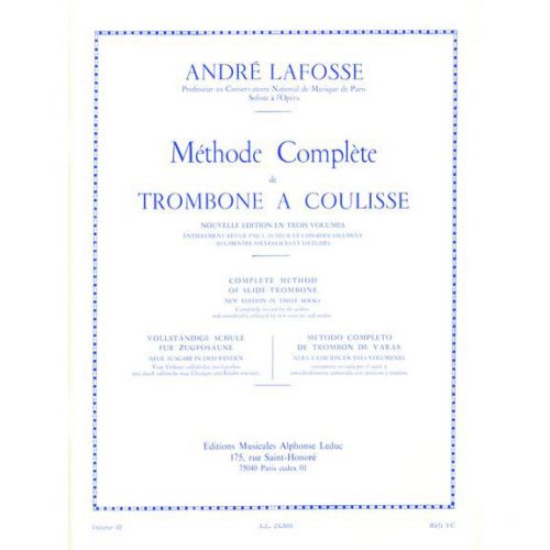 LAFOSSE ANDRE - METHODE COMPLETE DE TROMBONE A COULISSE VOL.3