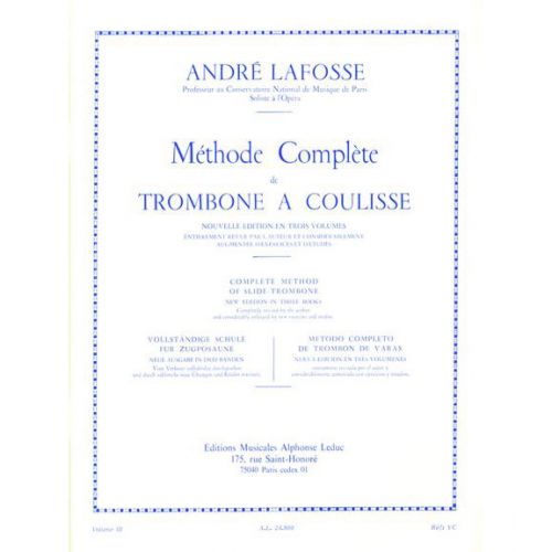 LEDUC LAFOSSE ANDRE - METHODE COMPLETE DE TROMBONE A COULISSE VOL.3
