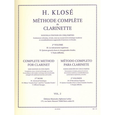 KLOSE H. - METHODE COMPLETE DE CLARINETTE VOL.2