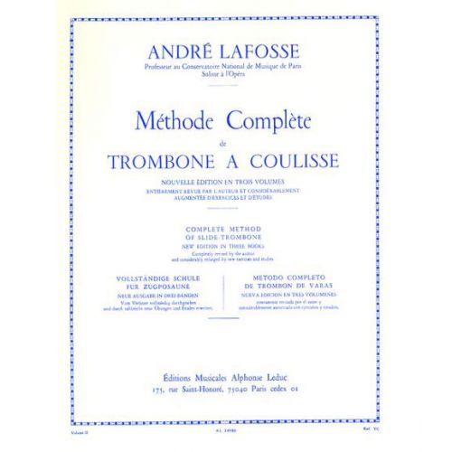 LEDUC LAFOSSE ANDRE - METHODE COMPLETE DE TROMBONE A COULISSE VOL.2