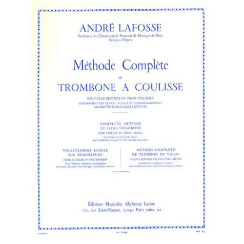 LAFOSSE ANDRE - METHODE COMPLETE DE TROMBONE A COULISSE VOL.2