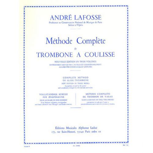 LEDUC LAFOSSE ANDRE - METHODE COMPLETE DE TROMBONE A COULISSE VOL.2