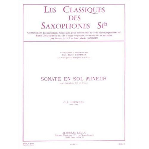 HAENDEL GEORG FRIEDRICH - SONATE EN SOL MINEUR (LONDEIX)
