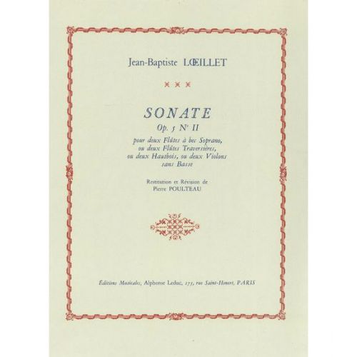 LOEILLET J.B. - SONATE OP.5 N°II - 2 FLB SOPRANO BON PLAN MMA