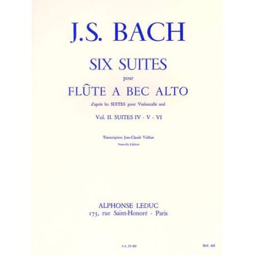 BACH J.S. SIX SUITES POUR FLûTE à BEC ALTO VOL 2 SUITE IV. V. VI