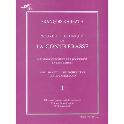 RABBATH FRANCOIS - NOUVELLE TECHNIQUE DE LA CONTREBASSE VOL.1 + CD