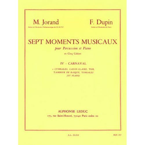 LEDUC Jorand/dupin:7 Moments Musicaux Vol.4.percussion/piano