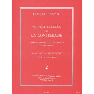RABBATH FRANCOIS - NOUVELLE TECHNIQUE DE LA CONTREBASSE VOL.2