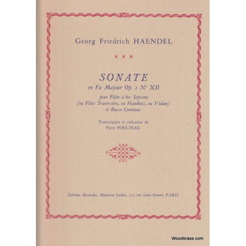 LEDUC HAENDEL G.F. - SONATE EN FA MAJEUR OP.1 N°XII