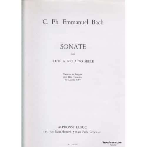 BACH C.P.E. - SONATE POUR FLUTE A BEC ALTO SEULE