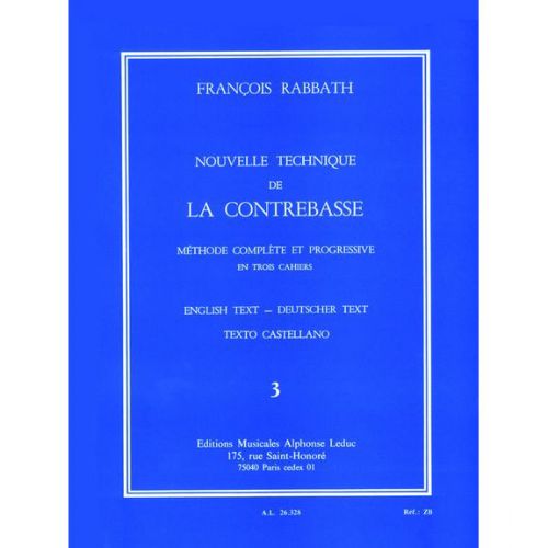 RABBATH FRANCOIS - NOUVELLE TECHNIQUE DE LA CONTREBASSE VOL.3