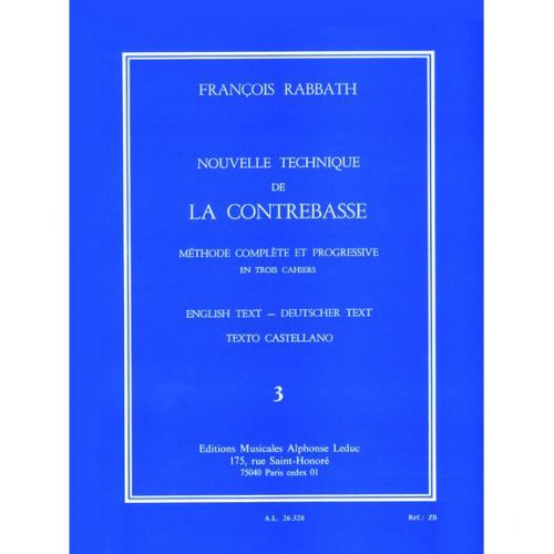 LEDUC RABBATH FRANCOIS - NOUVELLE TECHNIQUE DE LA CONTREBASSE VOL.3