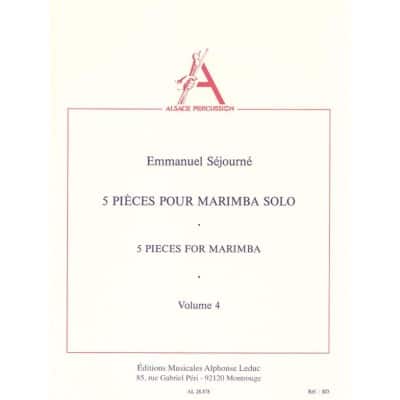 SEJOURNE EMMANUEL - 5 PIECES POUR MARIMBA SOLO VOL.4