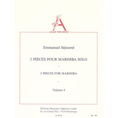 LEDUC Sejourne Emmanuel - 5 Pieces Pour Marimba Solo Vol.4