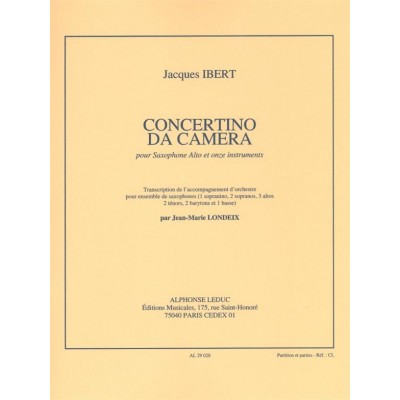 IBERT JACQUES - CONCERTINO DA CAMERA - SAXOPHONE ALTO & 11 INSTRUMENTS