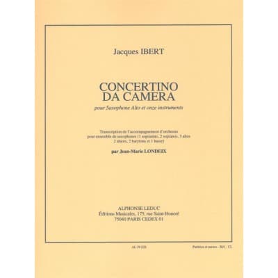 IBERT JACQUES - CONCERTINO DA CAMERA - SAXOPHONE ALTO & 11 INSTRUMENTS