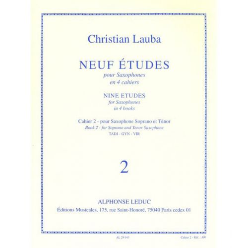 LEDUC LAUBA CHRISTIAN - NEUF ETUDES POUR SAXOPHONE - CAHIER 2