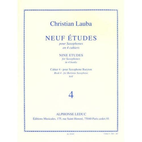 LAUBA CHRISTIAN - NEUF ETUDES POUR SAXOPHONE - CAHIER 4