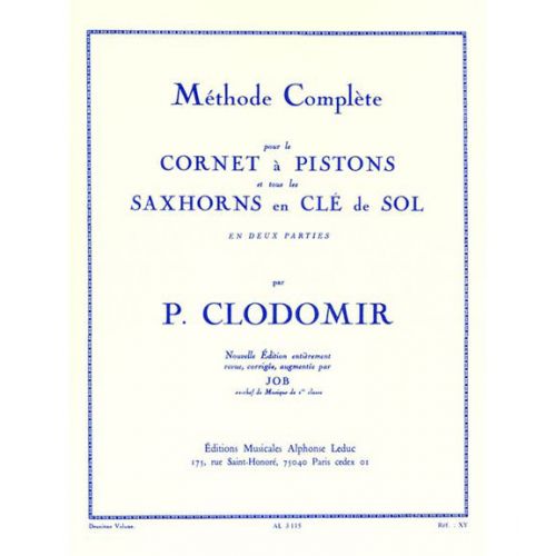 CLODOMIR P. - METHODE COMPLETE VOL.2 POUR LE CORNET A PISTONS OU TOUT SAXHORN CLE DE SOL 