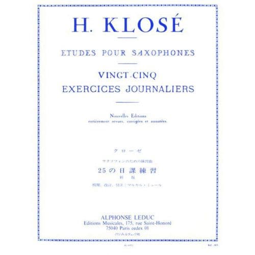 KLOSE - 25 EXERCICES JOURNALIERS - SAXOPHONE