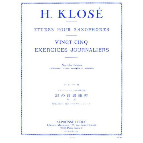 LEDUC Klose - 25 Exercices Journaliers - Saxophone