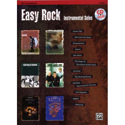 ALFRED PUBLISHING EASY ROCK INSTRUMENTAL SOLOS + CD - SAXOPHONE ALTO