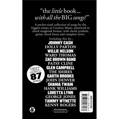 Wise Publications Little Black Songbook Country Paroles