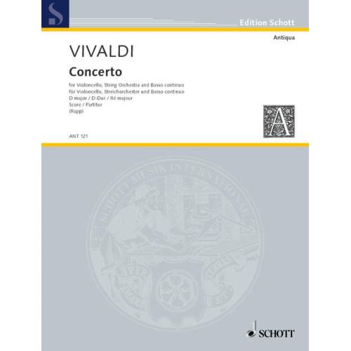 SCHOTT IVALDI ANTONIO - CONCERTO D MAJOR RV 404 - CELLO, STRING ORCHESTRA AND HARPSICHORD