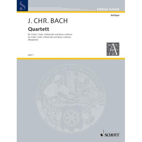 BACH J.C. - QUARTET G MAJOR - VIOLIN, VIOLA, VIOLONCELLO AND PIANO 
