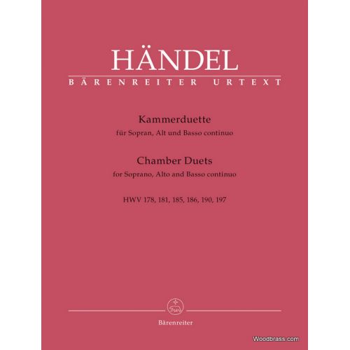 BARENREITER HANDEL G.F. - CHAMBER DUETS - SOPRANO ET ALTO