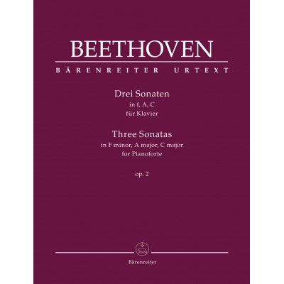 BARENREITER BEETHOVEN L.V. - THREE SONATAS FOR PIANO IN F MINOR, A MAJOR, C MAJOR OP.2