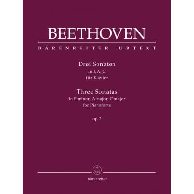 BEETHOVEN L.V. - THREE SONATAS FOR PIANO IN F MINOR, A MAJOR, C MAJOR OP.2