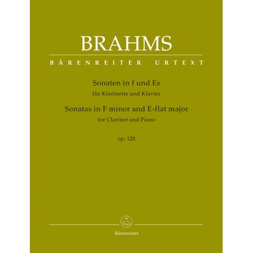 BARENREITER BRAHMS J. - SONATAS IN F MINOR & E-FLAT MAJOR OP.120 FOR CLARINET & PIANO