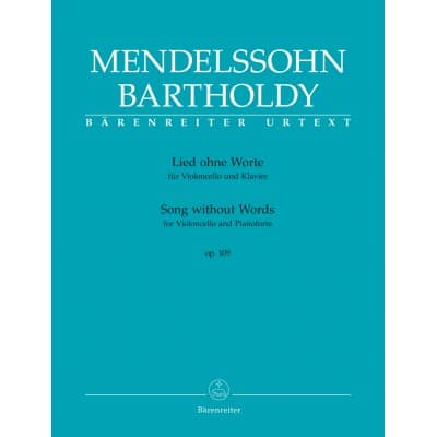 BARENREITER MENDELSSOHN F. - SONG WITHOUT WORDS OP.109