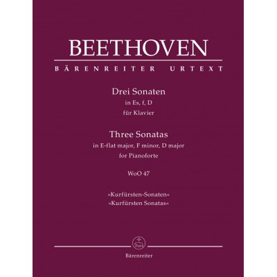 BARENREITER BEETHOVEN L.V. - THREE SONATAS IN E-FLAT MAJOR, F MINOR, D MAJOR WoO 47 "KURFURSTEN SONATAS" - PIANO