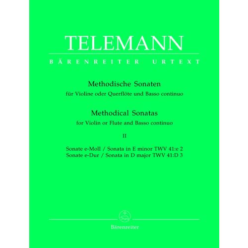 BARENREITER Telemann G.P. - 12 Methodische Sonaten Vol.2 - Violon Ou Flute, Basse Continue