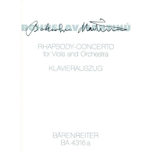 BARENREITER Minu Bohuslav - Rhapsody Concerto - Alto, Piano