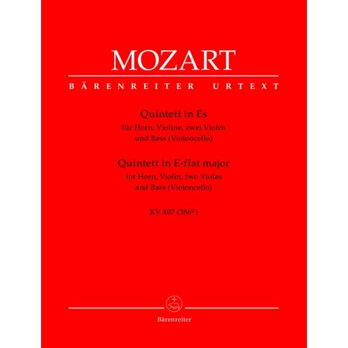 BARENREITER MOZART W.A. - QUINTETT IN ES KV 407(386C)- HORN, VIOLIN, 2 VIOLEN, VIOLONCELLO