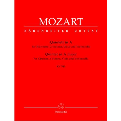 BARENREITER MOZART W.A. - QUINTETT IN A KV 581 - KLARINETTE, 2 VIOLINEN, VIOLA, VIOLONCELLO