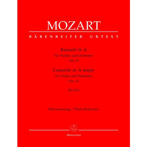 MOZART W.A. - CONCERTO IN A MAJOR N°5 KV 219 - VIOLIN, PIANO