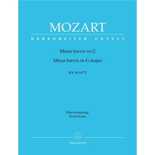 MOZART W.A. - MISSA BREVIS IN G MAJOR KV 49 (47 D) - VOCAL SCORE