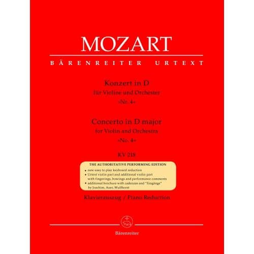 MOZART W.A. - CONCERTO EN RE MAJEUR N°4 KV 218 - VIOLON, PIANO