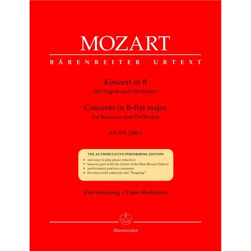 BARENREITER Moz W.A. - Concerto En Sib Majeur Kv 191 - Basson, Piano