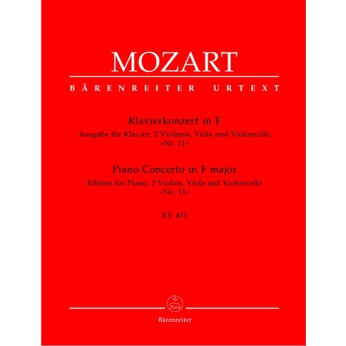 BARENREITER MOZART W.A. - KLAVIERKONZERT IN F N°11 KV 413 - KLAVIER, 2 VIOLINEN, VIOLA, VIOLONCELLO