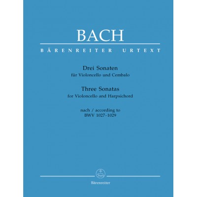 BACH J.S. - THREE SONATAS FOR VIOLONCELLO AND HARPSICHORD BWV 1027-1029