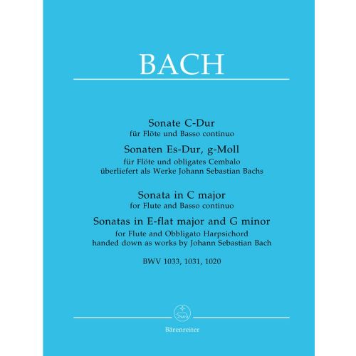 BACH J.S. - SONATE C-DUR - SONATAS IN ES-DUR MAJOR AND G-MOLL - FLUTE, BASSO CONTINUO, PIANO