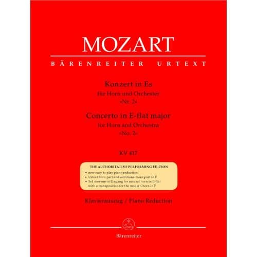 MOZART W.A. - CONCERTO N°2 EN MIB MAJEUR KV 417 POUR COR ET ORCHESTRE - COR, PIANO